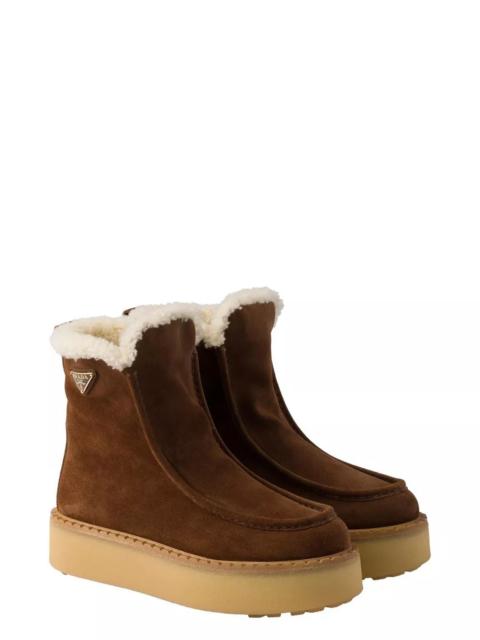 Prada Women's Suede and Shearling Booties