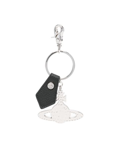 Orb-plaque leather keyring