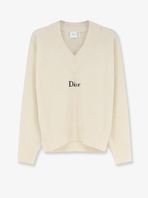 Dior Dior White Wool and Cashmere Ribbed Sweater Women