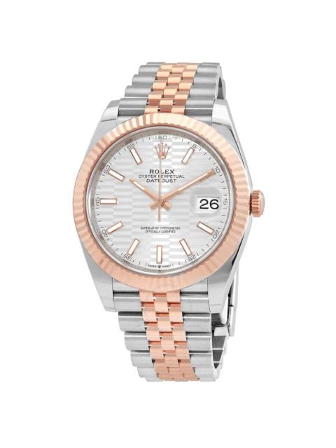 ROLEX Rolex Datejust 41 Silver, Fluted Motif Dial Automatic Men's 18kt Everose Gold Jubilee Watch M126331-