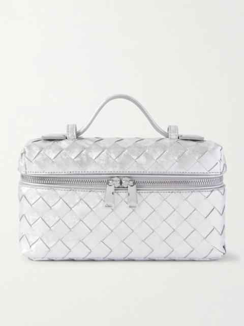 Bottega Veneta Bang Bang Vanity intrecciato distressed metallic leather shoulder bag Silver
