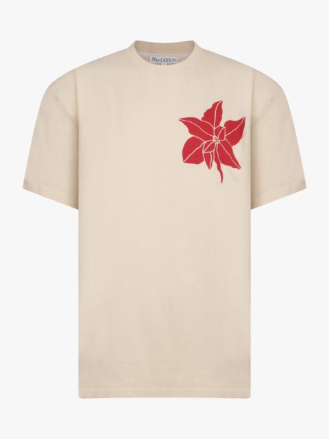 JW Anderson FLORAL MOTIF S/S T-SHIRT | CREAM/RED