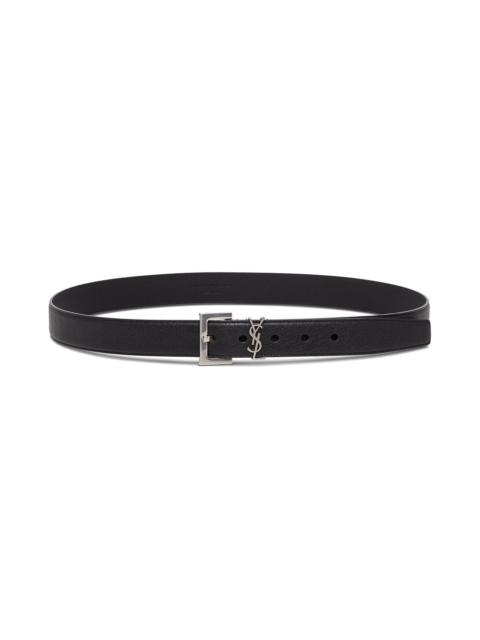 SAINT LAURENT Saint Laurent Men Black Leather Belt With Logo Man Saint Laurent