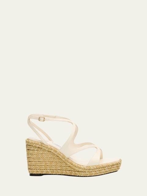 JIMMY CHOO Ayla 85 Leather Wedge Sandals