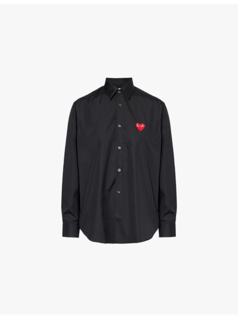 Comme des Garçons PLAY Heart-embroidered long-sleeve cotton shirt