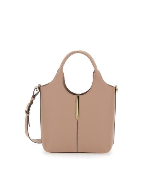 Tod's Tod'S Ebr Mini Beige Shoulder Bag With Logo Metal Plate In Leather Woman