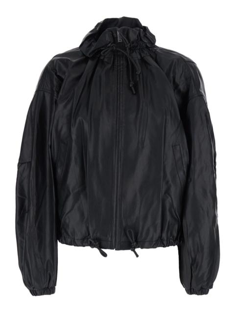 Isabel Marant Étoile Isabel Marant Etoile Women 'Neela' Black Jacket With Drawstring Collar And Side Pockets In Eco Leath