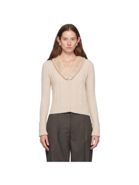 Blumarine Off-White Faux-Fur Collar Cardigan