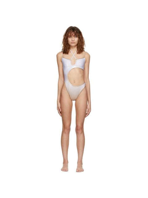 ANDREĀDAMO SSENSE Exclusive Beige & White Asymmetric Swimsuit