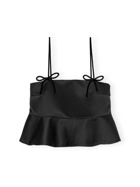 GANNI BLACK DUCHESSE SATIN TOP