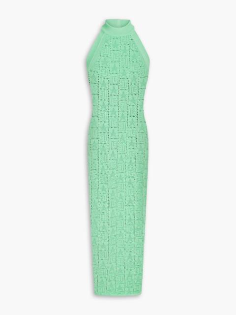 Balmain Crochet-knit halterneck midi dress