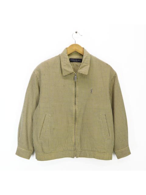 Other Designers Vintage 90s YSL Yves Saint Laurent Gingham Sheer Plaid Bomber Shirt Jacket Size Would Fit S