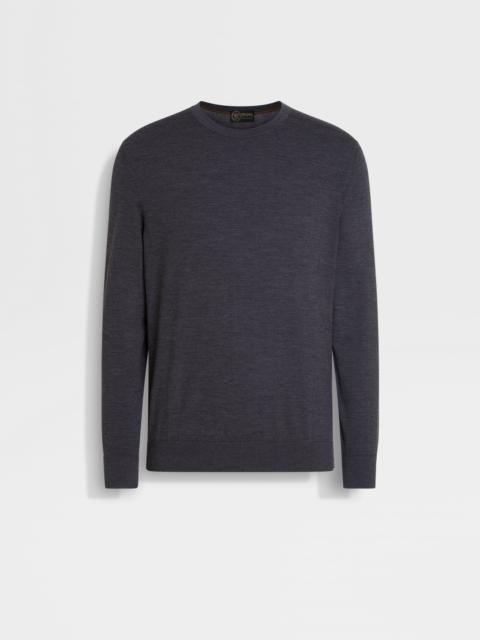ZEGNA DARK GREY VELLUS AUREUM CREWNECK