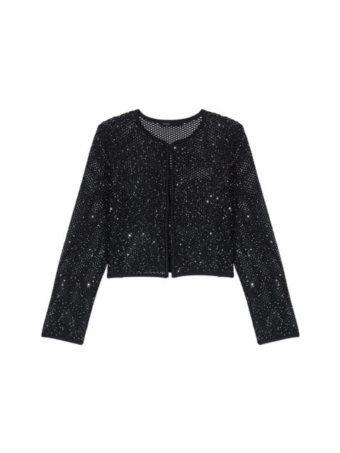 maje maje Rhinestone knit cardigan in Black at Nordstrom