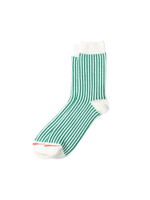 ROTOTO® Vertical Stripe Crew Socks White/Green