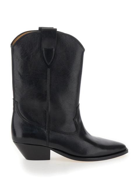 Isabel Marant Women 'Duetro' Black Ankle Boots With Western Heel In Leather Woman