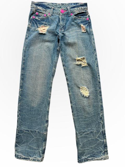 Other Designers Japanese Brand Graphic Distressed Faded Denim Jeans 29x32