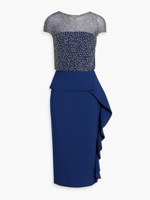 RACHEL GILBERT Harley embellished tulle and crepe midi dress
