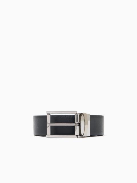 EMPORIO ARMANI Reversible leather belt with one side in palmellato leather