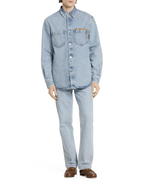 GUCCI DÉLAVÉ DENIM SHIRT WITH GG INSERT