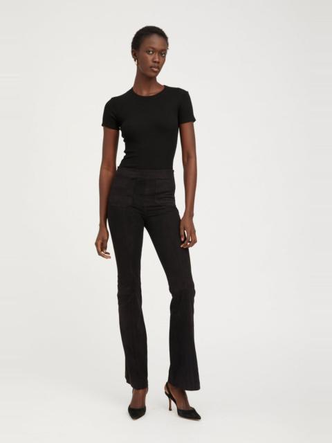 SPRWMN BLACK SUEDE PATCH POCKET SUPER FLARE PANTS