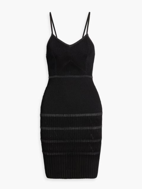 Balmain Ribbed and pointelle-knit mini dress