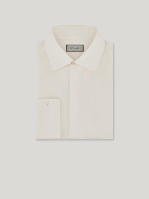 Canali WHITE REGULAR FIT SILK DRESS SHIRT