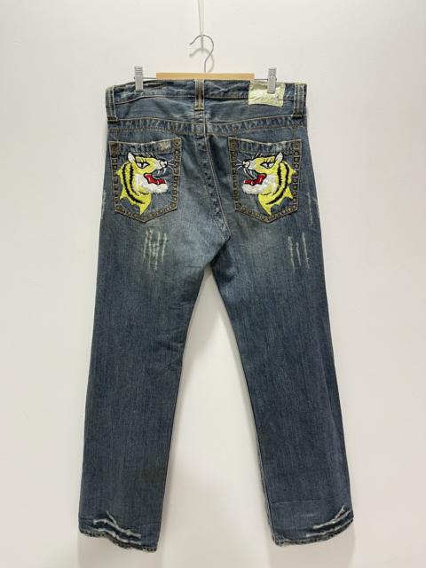 Other Designers Vintage - JAPANESE SUKAJAN TIGER EMBROIDERY DESTROYED DENIM JEANS