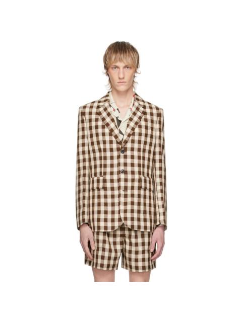 BODE Brown & White Gilbert Check Blazer