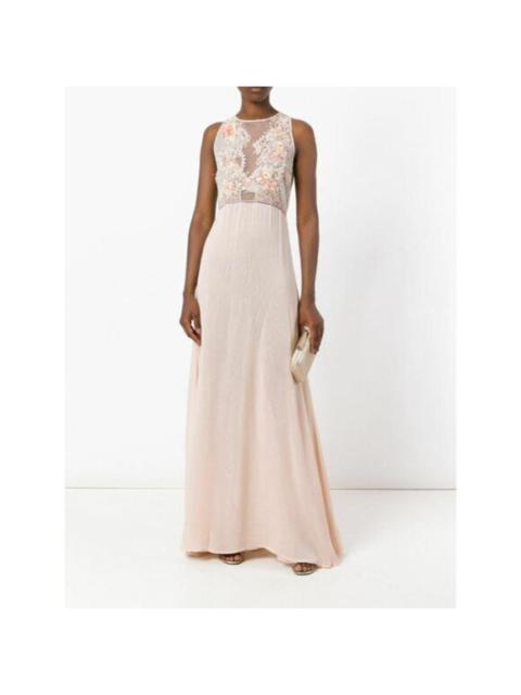 Other Designers Amen Peach Dress Beaded Embroidered Lace Bodice Chiffon Gown Sz 42 IT 6 US NWT