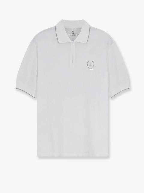 Brunello Cucinelli Brunello Cucinelli Men Technical Fabric Polo Shirt With Embroidered Logo On The Front