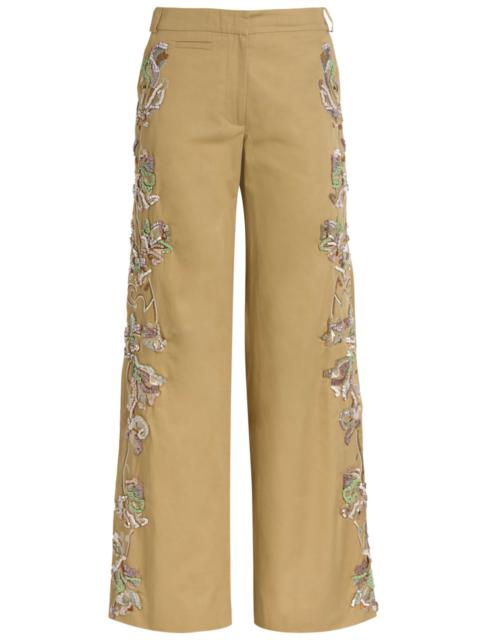 CHRISTOPHER ESBER Christopher Esber Duke Floral-embellished Twill Trousers