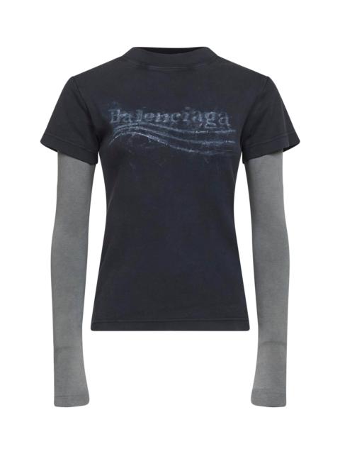 BALENCIAGA Black Washed Crayon Political T-Shirt