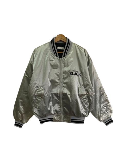 Other Designers Starter - VINTAGE JAPANESE CRYSTAL BLACK REFLECTIVE VARSITY JACKET