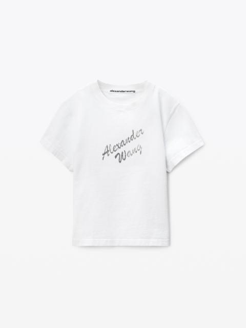 Alexander Wang White Crystal Hotfix & Cotton Logo Tee