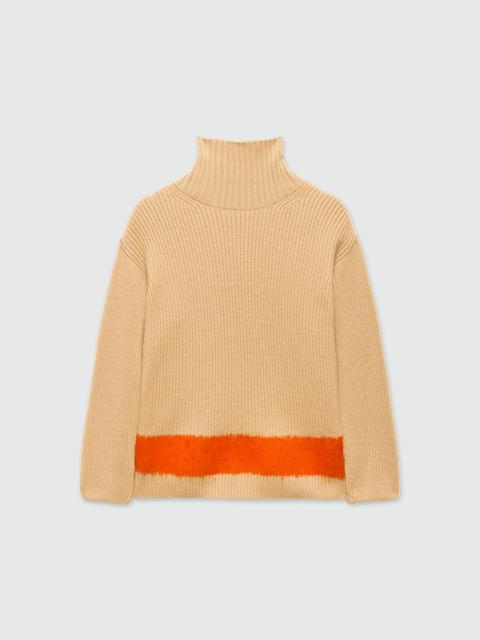 MSGM Beige turtleneck sweater with colorblock detail