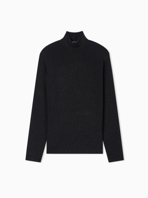 EMPORIO ARMANI LUREX JERSEY MOCK-NECK JUMPER