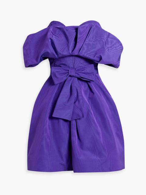 Oscar de la Renta Strapless ruffled cotton-blend moire mini dress