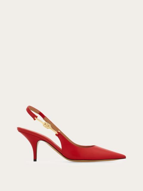 F buckle slingback pump