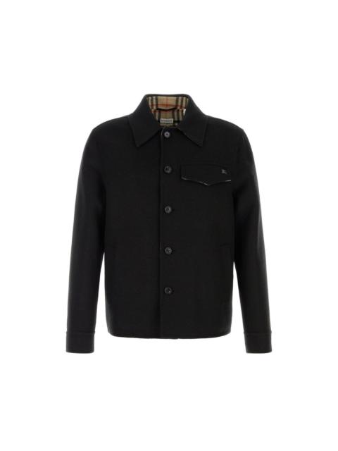 Burberry BURBERRY $2450 Thorn Black Beige Wool Overshirt New & Authen