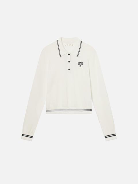 FRAME The Long Sleeve Tennis Polo in White