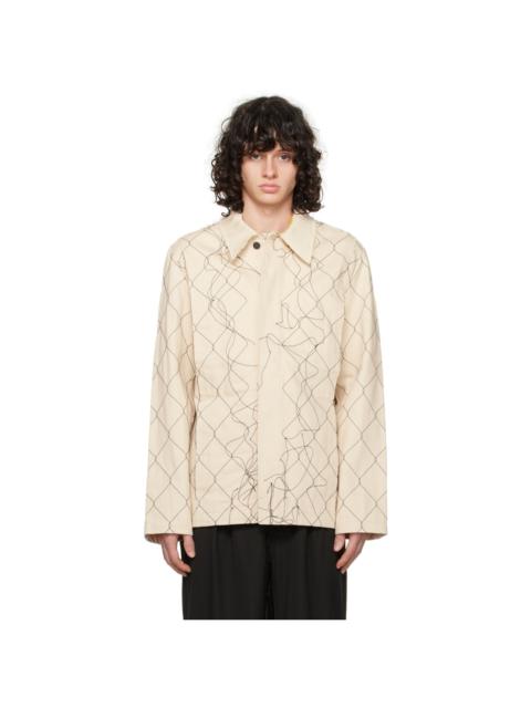 AIREI Beige Embroidered Denim Jacket