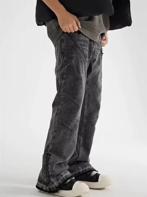 Other Designers 🔥 Paneled Washed Black Wide Leg Jeans | Distressed Denim