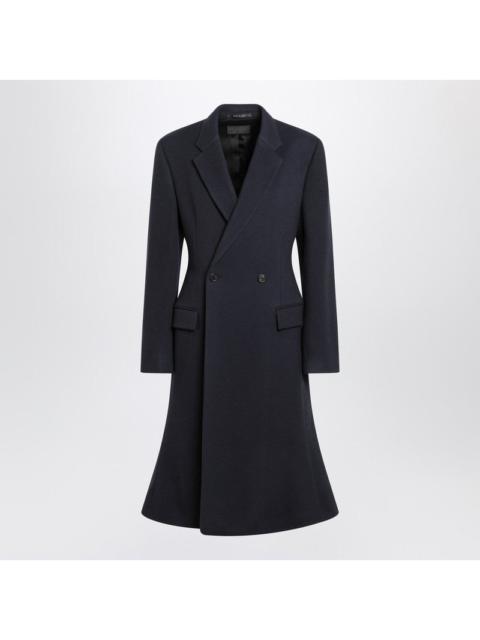 BALENCIAGA Balenciaga Navy Blue Midi Godet Wool Coat Women