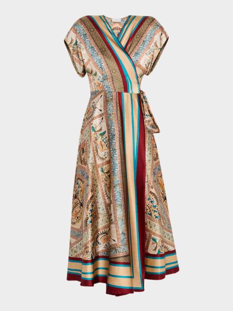 Pierre-Louis Mascia Floral-Print Silk Midi Wrap Dress