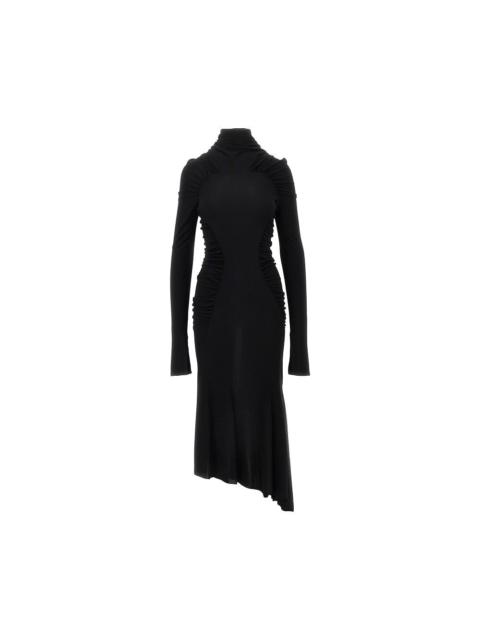 Victoria Beckham Victoria Beckham Crepe Jersey Gathered Midi Dress Black
