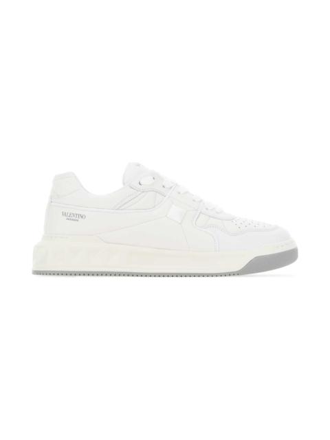 Valentino White Nappa Leather One Stud Sneakers