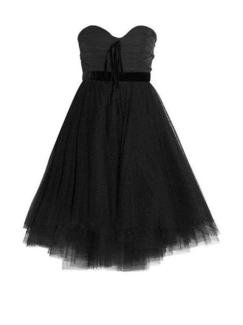 Other Designers Faille and Swiss Dot Tulle Dress