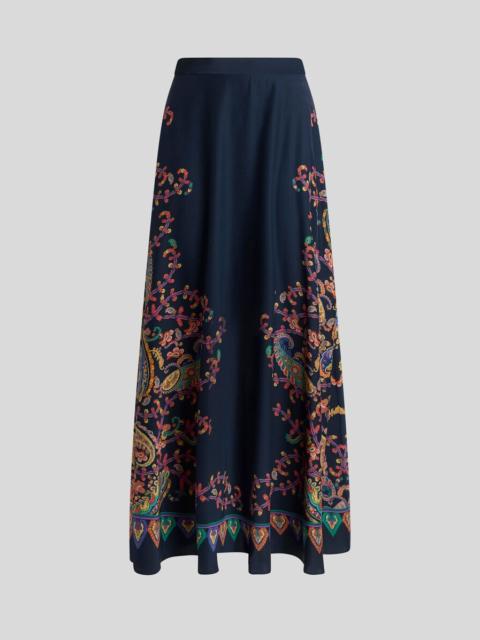 Etro SILK MAXI SKIRT WITH PLACED FLORAL PAISLEY PRINT