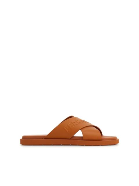 leather sandal with crossover straps